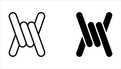 Obraz premium Barbed wire icon set on white background color editable