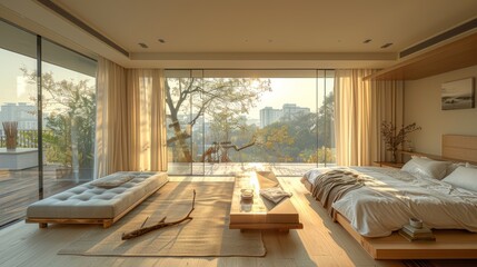 Modern residential, hotel, and homestay interior spaces