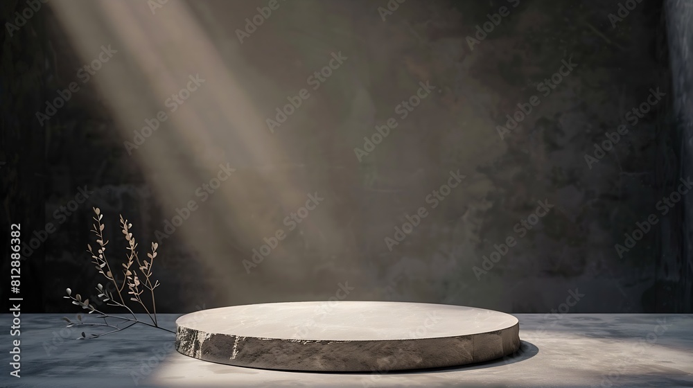 Poster empty natural stone product display background or blank cosmetic podium platform stage background fo