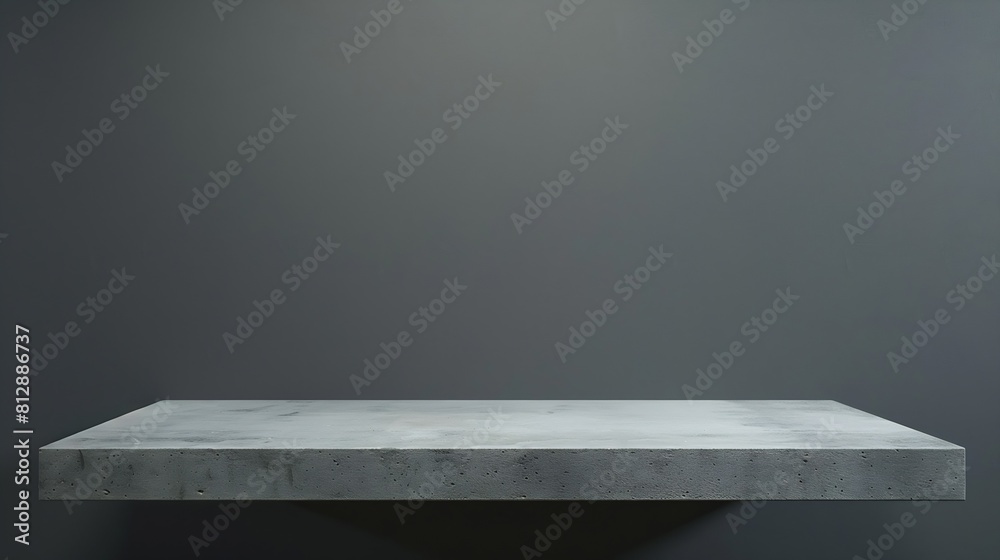 Poster cement shelf table isolated on a grey backgrounds for display products : Generative AI