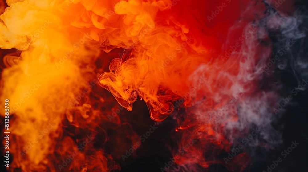 Poster orange and red steam on a black background copy space : generative ai