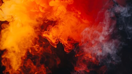 Orange and red steam on a black background Copy space : Generative AI
