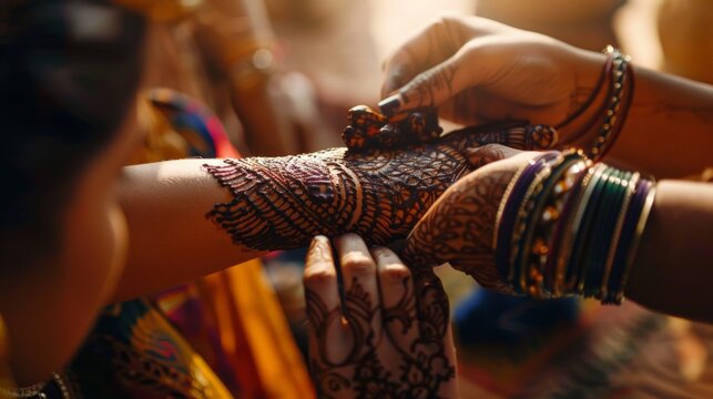 Indian bride getting ready for her wedding.