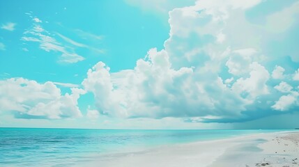 Beautiful tropical beach with blue sky and white clouds abstract texture background Copy space of summer vacation and holiday business travel concept Vintage tone filter effect color s : Generative AI
