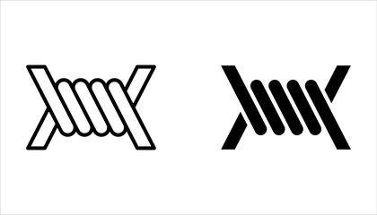 Fototapeta premium Barbed wire icon set on white background color editable