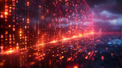 Fototapeta premium A state-of-the-art quantum computing display showing dynamic data on quantum algorithms and qubit status, rendered hyperrealistically with detailed visuals .