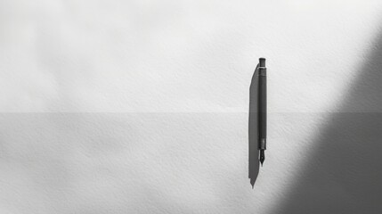 Elegant Pen Casting Long Shadow Transforming into Words of Freedom, Truth, and Justice on an Infinite White Canvas