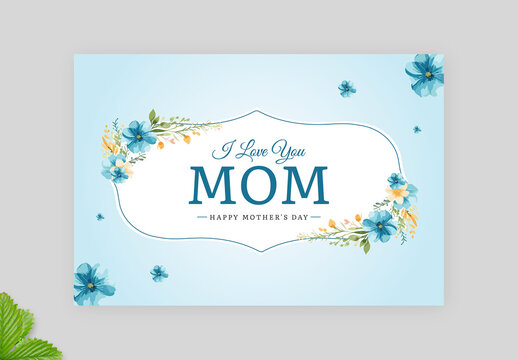 Floral Mother's Day Postcard Layout Template