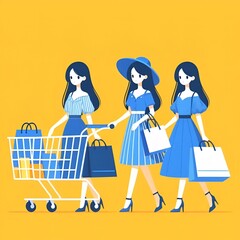 shopping girls illustration