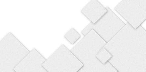 Square pattern on banner with shadow. Abstract white and grey color geometric background with copy space. Modern and minimal concept. You can use for cover, poster, banner web.