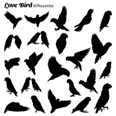 Obraz premium Collection of love bird silhouette illustrations