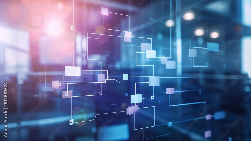 Aufkleber Business process and workflow automation with flowchart Organization chart with hierarchy structure of teams and employees in company Business and technology concept : Generative AI