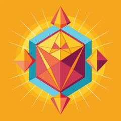 Fototapeta premium Brightly colored diamond shining against a vibrant yellow backdrop, Geometric shapes inspired by the concept of radiant skin