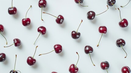 Creative layout made of cherry on the white background Flat lay Macro concept : Generative AI