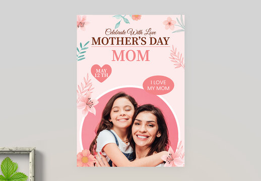 Floral Mother's Day Card Template Layout