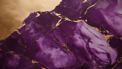 Vintage purple marble granite with gold gilding. Texture stone. Abstract luxury surface.