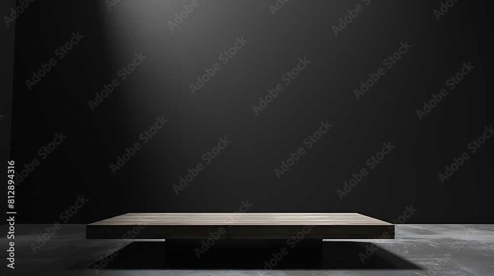 Poster the black room perspective cement floor or wooden shelf table used as a studio background wall to di