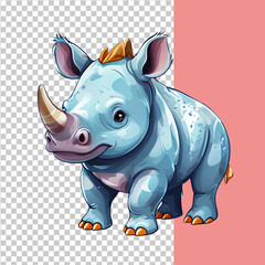 Obraz premium Vector cute rhinoceros toy is a watercolor animal in cartoon style on an isolated background