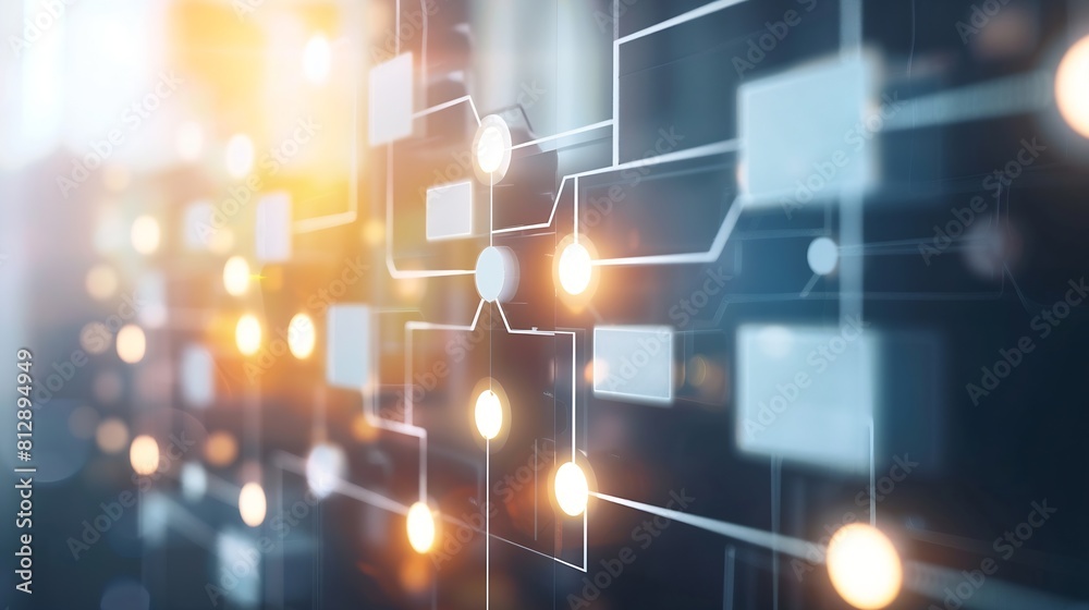 Aufkleber Business process and workflow automation with flowchart Organization chart with hierarchy structure of teams and employees in company Business and technology concept : Generative AI