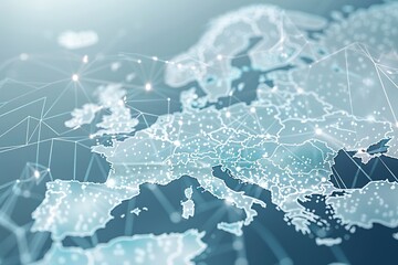 Obraz premium Digital Map of Europe with Global Network Connections,Global Network Overlay on European Digital Map