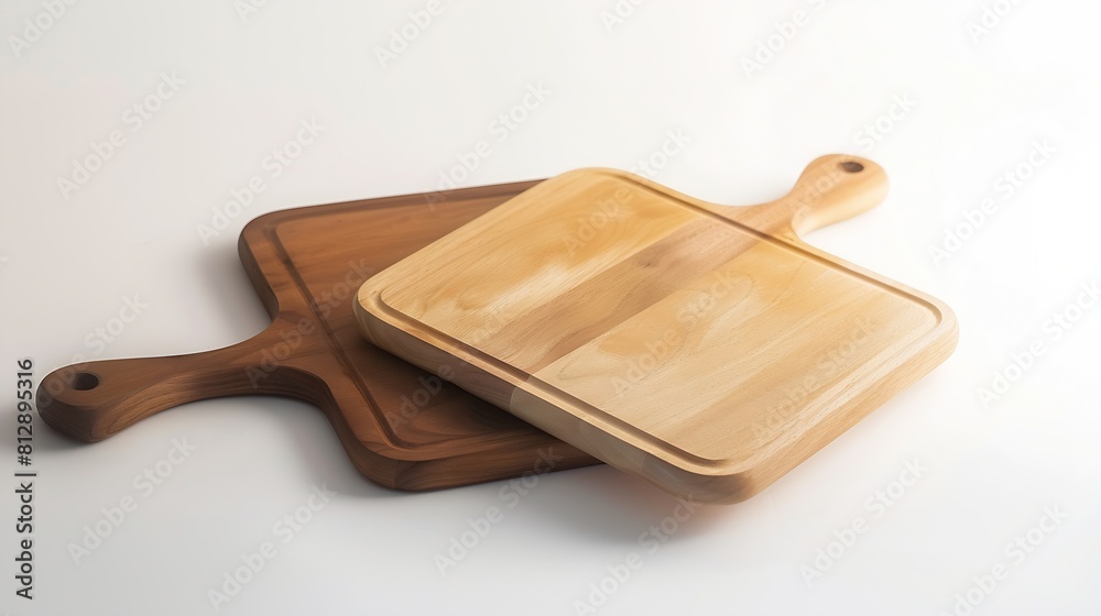 Aufkleber creative layout of cutting boards on a white background round cutting board and square cutting board