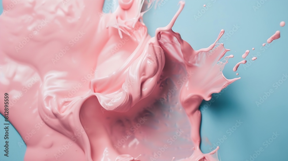 Poster abstract pastel pink color paint with pastel blue background fluid composition with copy space minim