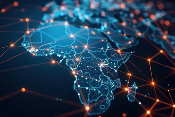 Global Network Across Africa Representing Smart Choices, Digital Map of Africa with Global Network Connections