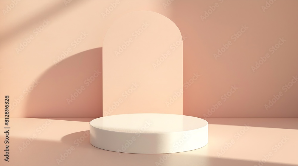 Fototapete abstract empty white podium on pastel background with shadow mock up stand for product presentation 