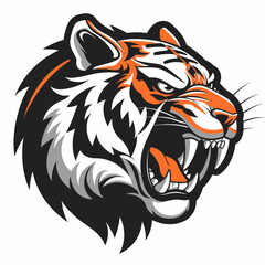 Graphics of angry Tiger in sports graphic logo