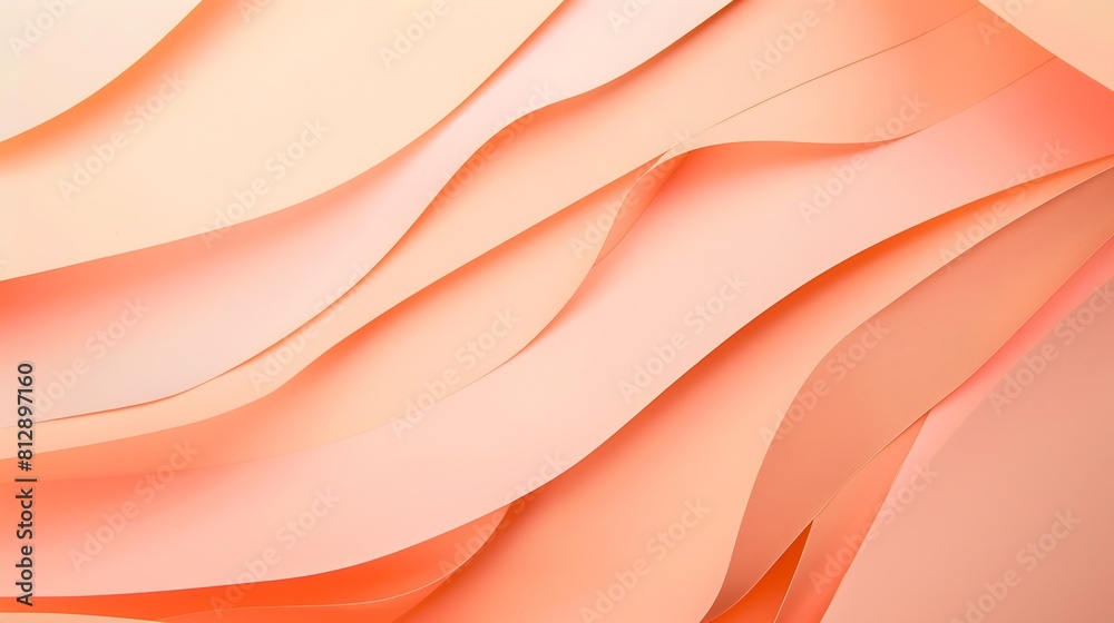 Poster Abstract colored paper texture background Minimal paper cut composition with layers of geometric shapes and lines in peach color background Top view : Generative AI
