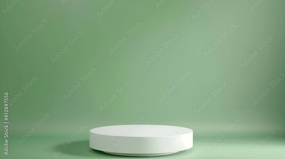 Aufkleber white round podium on green color background : generative ai
