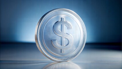 Coin with Dollar Sign Overlay: A photo of a coin with a transparent dollar sign overlay, representing monetary value, wealth, or financial transactions.	
