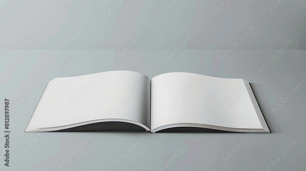 Aufkleber Mockup of horizontal landscape for business isolated on gray backgroundThe template of the first booklet is open on a Uturn the second is closed shows the backEmpty bifold with realist : Generative AI