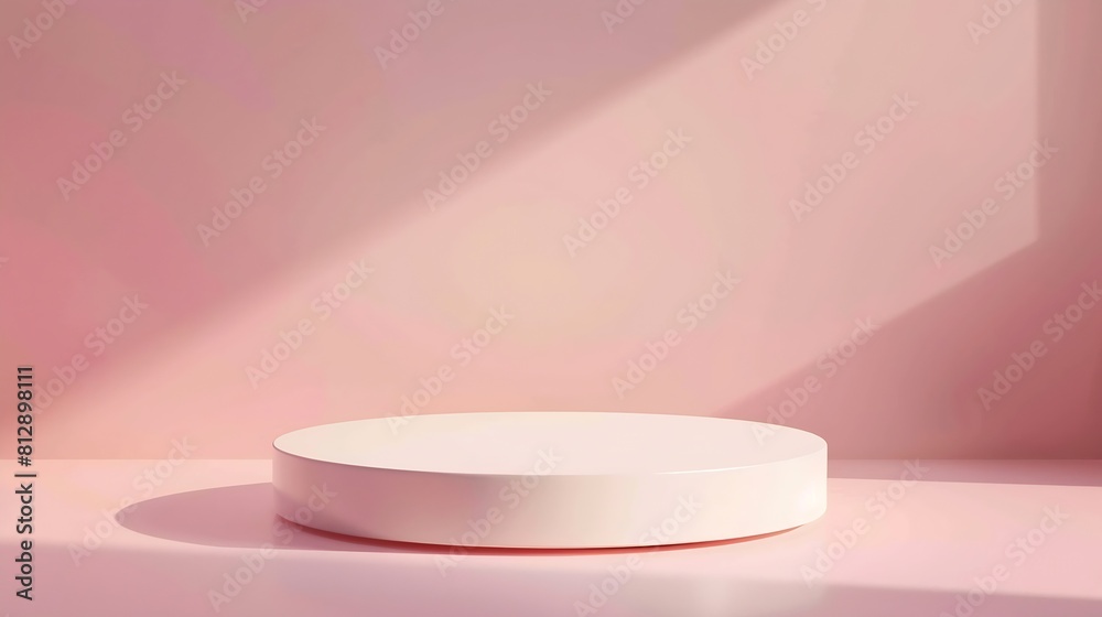 Poster Abstract empty white podium on pastel background with shadow Mock up stand for product presentation 3D Render Minimal concept Display product : Generative AI