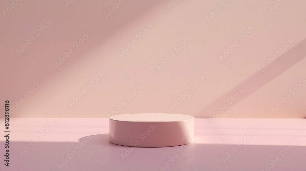 Poster Abstract empty podium of cylinder shape on pastel background for product 3D Rendering Minimal concept : Generative AI