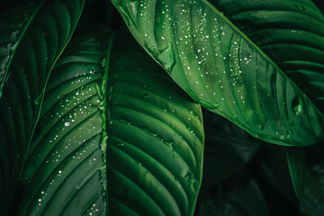 Obraz premium The leaves of a plant are wet and shiny