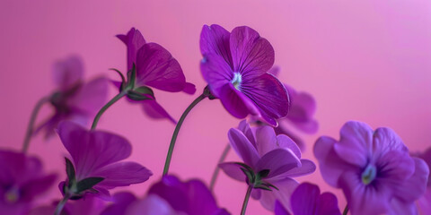 Vivid Purple Flowers Against Pink Background