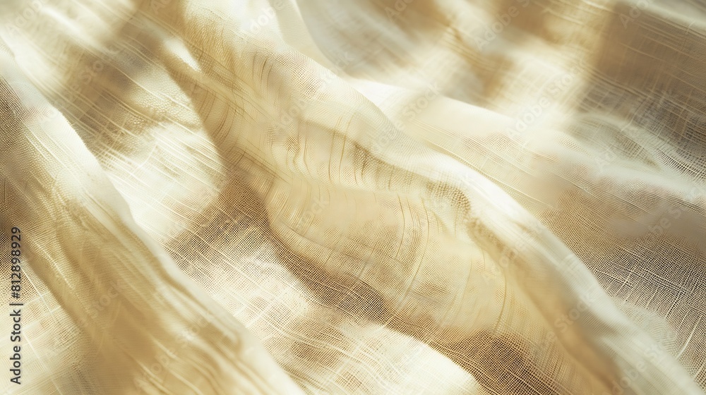 Aufkleber Aesthetic neutral beige linen texture background with a soft abstract sunlight shadows and folds : Generative AI