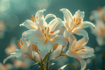Obraz premium Luminous White Lilies in Soft Sunlight