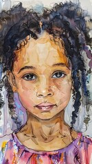 Portrait of a happy African American girl with curly hair