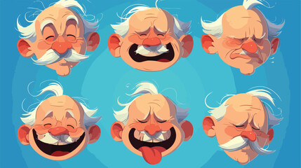 Grey haired old man face laughing facial expression