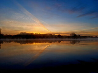 sunset over the river
