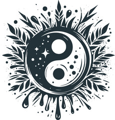 Ying Yang Designer vector stencil of balanced symbol