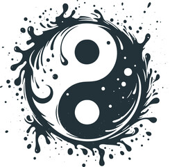 Stylized vector stencil featuring Yin and Yang