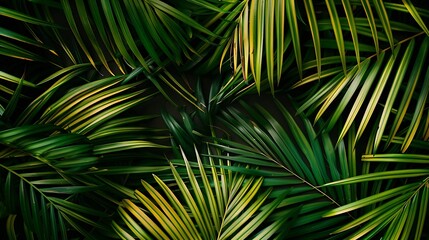 Summer tropical palm leaves flat lay background with a blank space stylized image : Generative AI