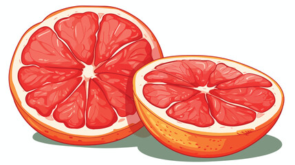 Half and quarter of ripe pink grapefruit red orange