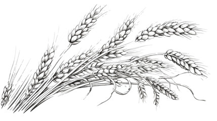 Hand drawn bunch of malt barley ears sketch style v
