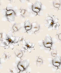 Seamless floral design. Big flowers.