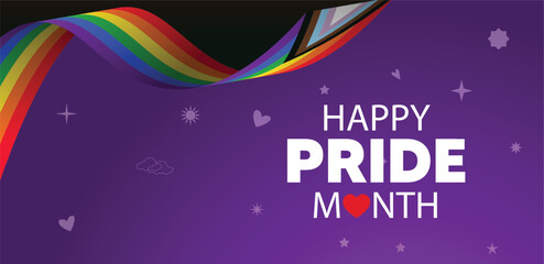 LGBTQ+ Rights Pride Flag ribbon vector poster