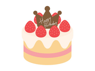 誕生日_王冠チョコレートプレートの誕生日ケーキ